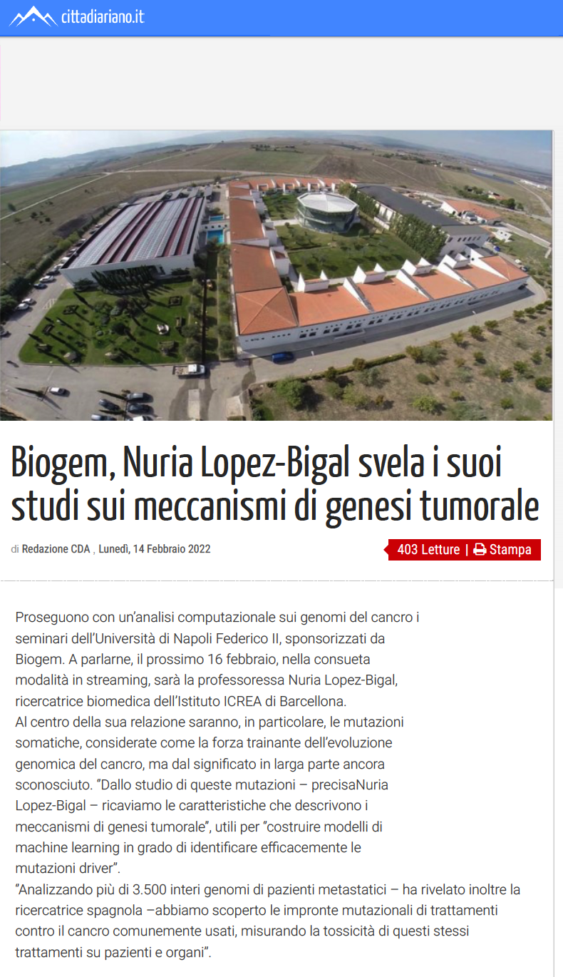 Biogem, Nuria Lopez-Bigal svela i suoi studi sui meccanismi di genesi tumorale